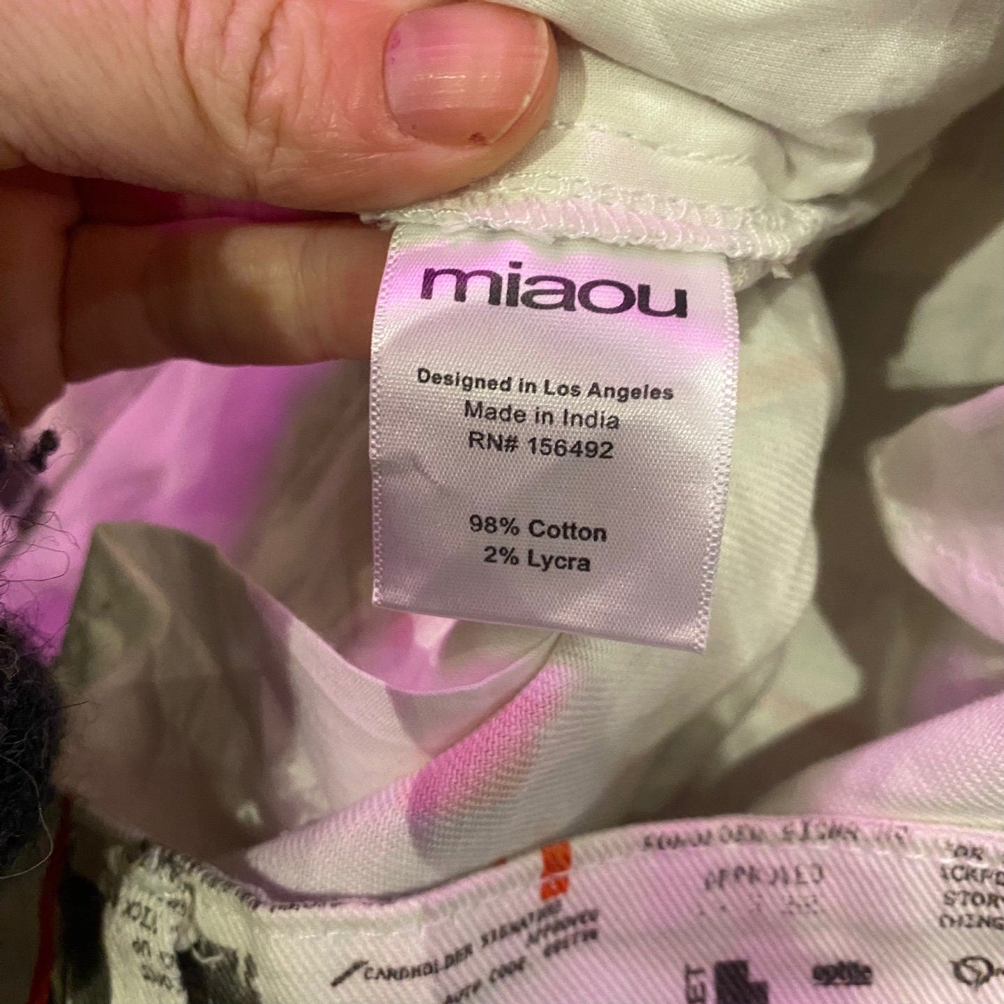 Miaou Mid Rise Wide Leg All Over Newspaper Print Pants | Capri Pants | Cropped | White Black and Red | Pants | Size 29 | SKU: STQ-3341