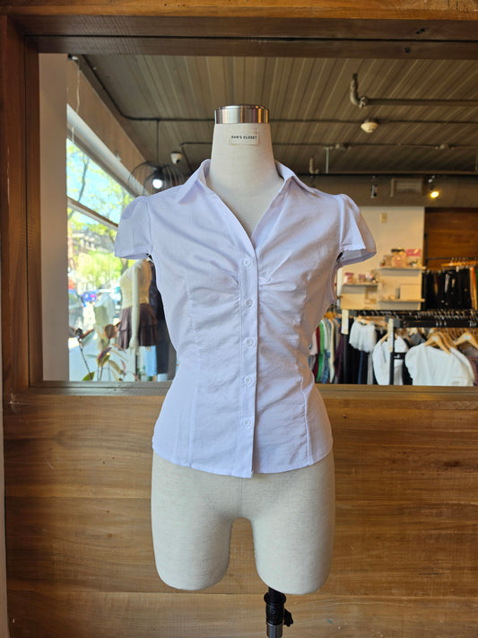 Market Stroll Ruched Tie-Back Blouse
