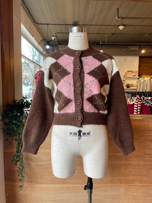 Argyle Crop Cardigan