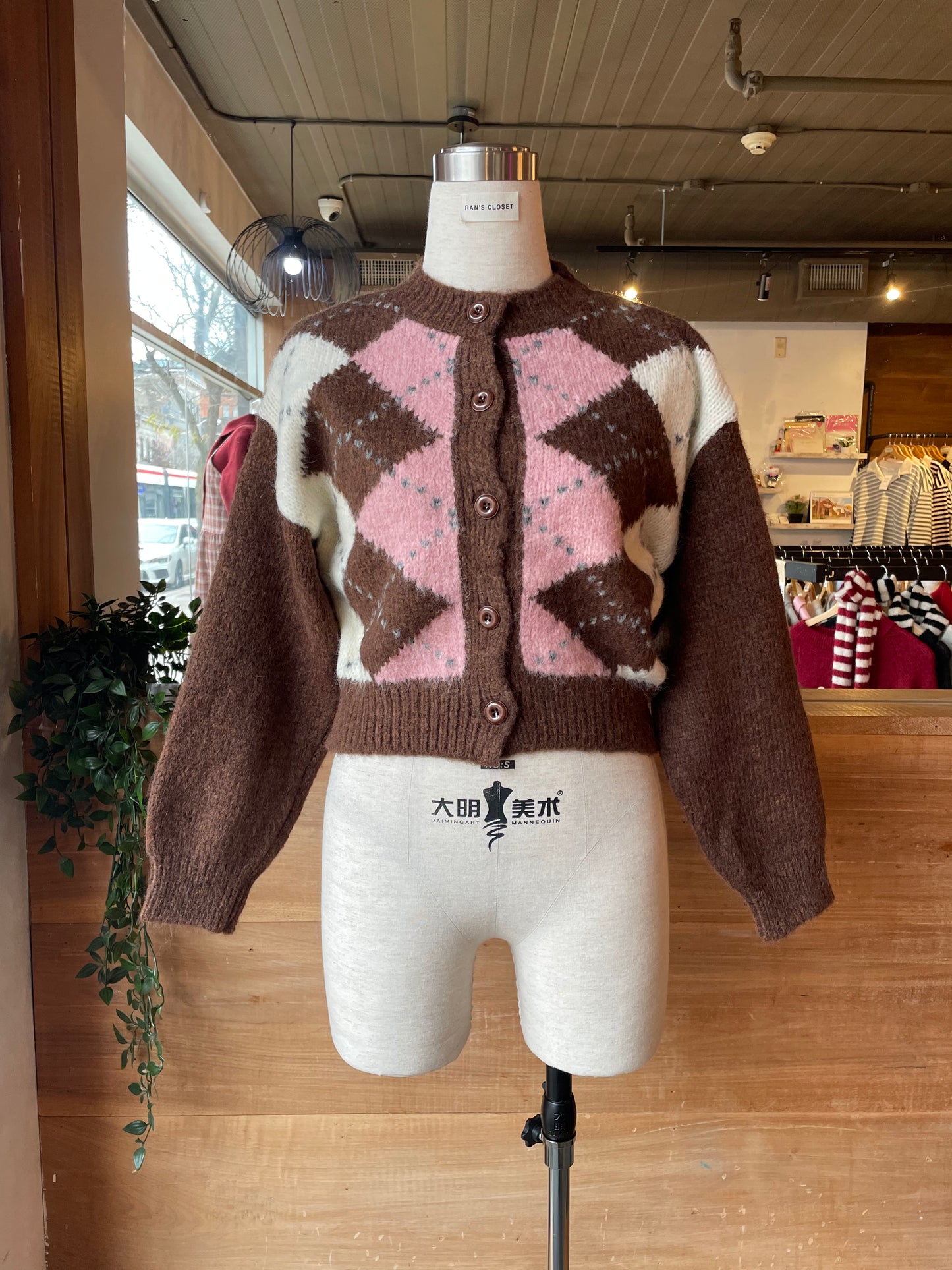 Argyle Crop Cardigan