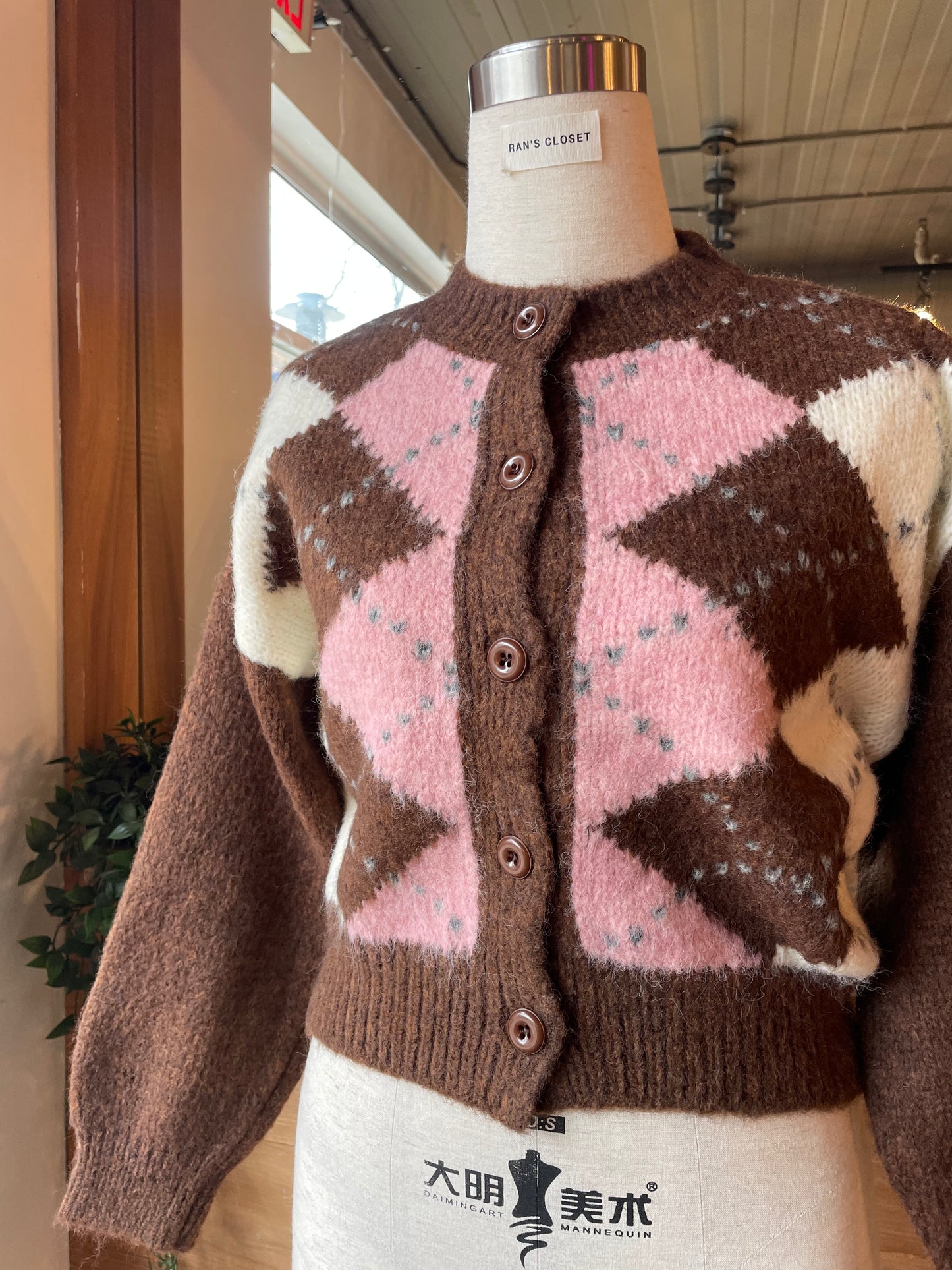 Argyle Crop Cardigan