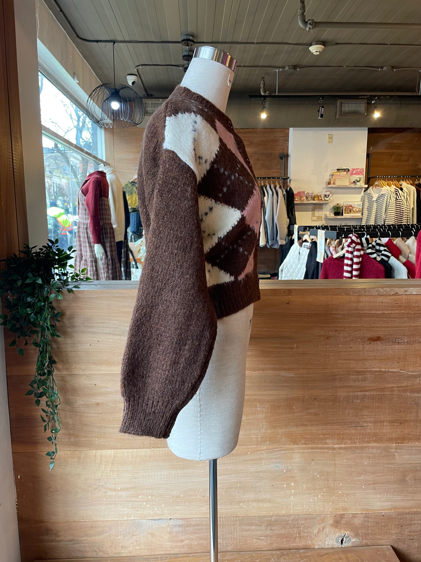 Argyle Crop Cardigan