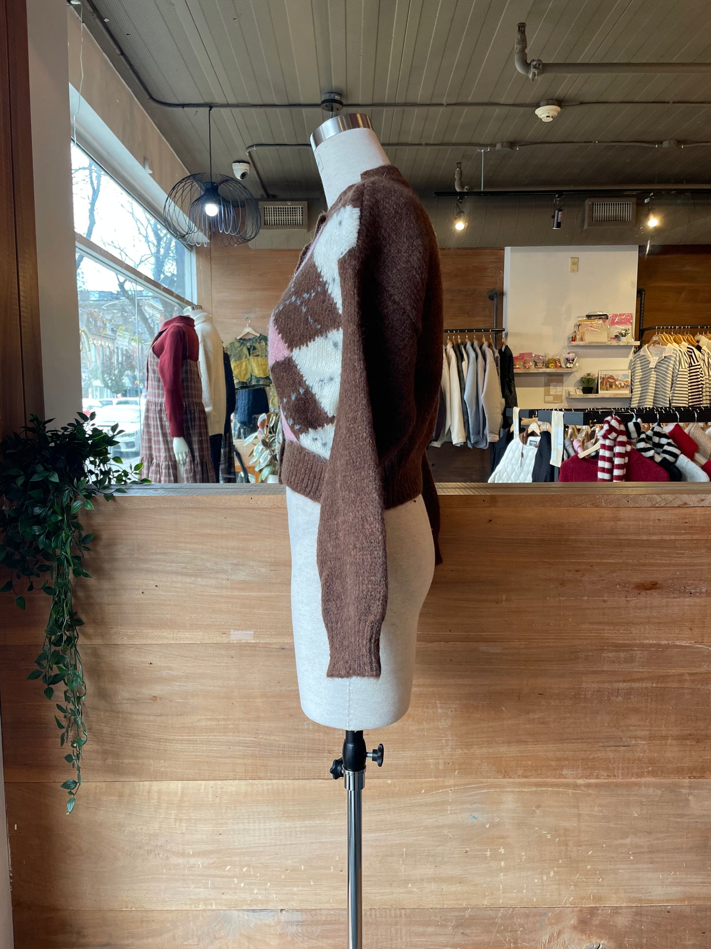 Argyle Crop Cardigan