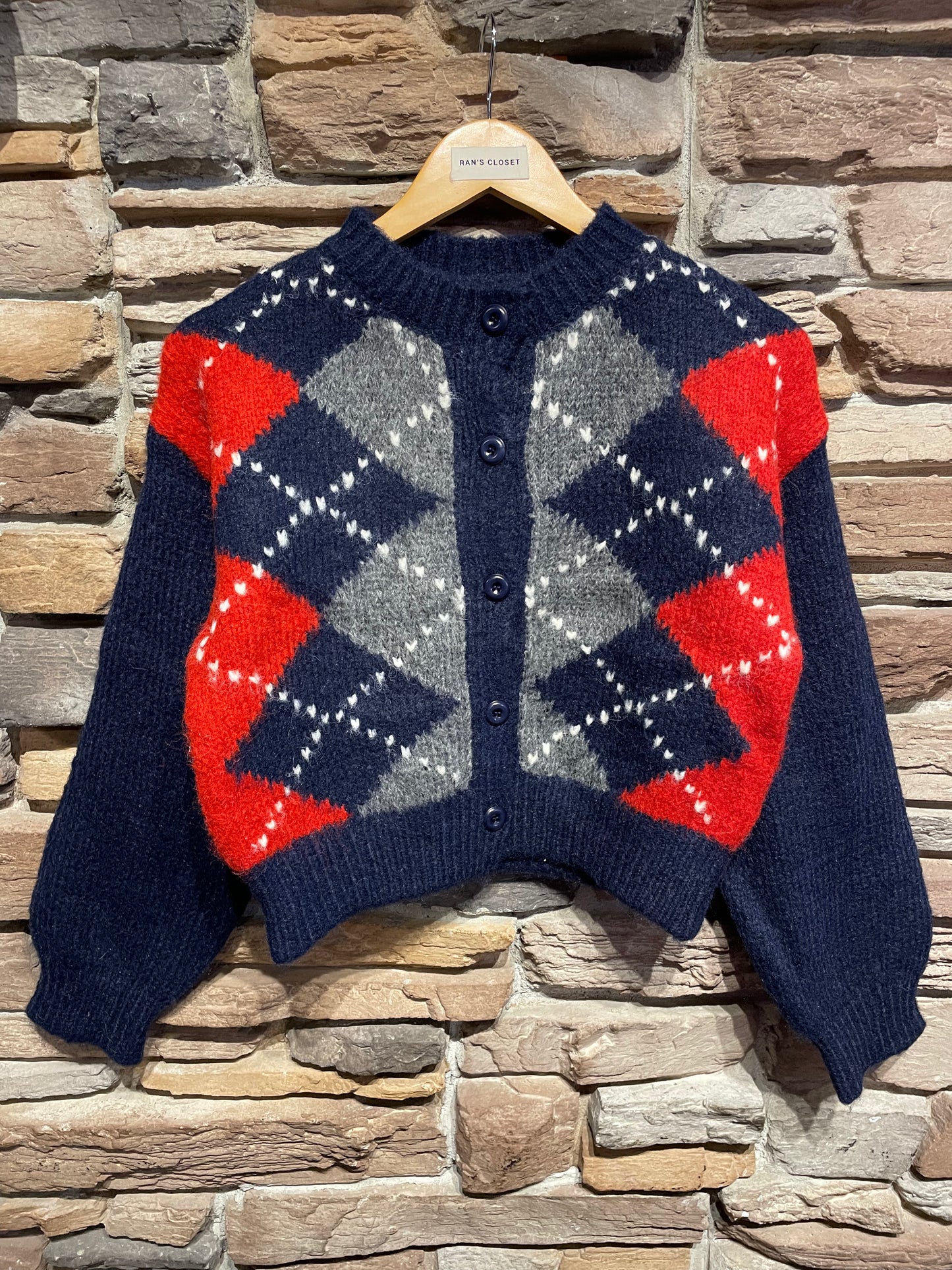 Argyle Crop Cardigan