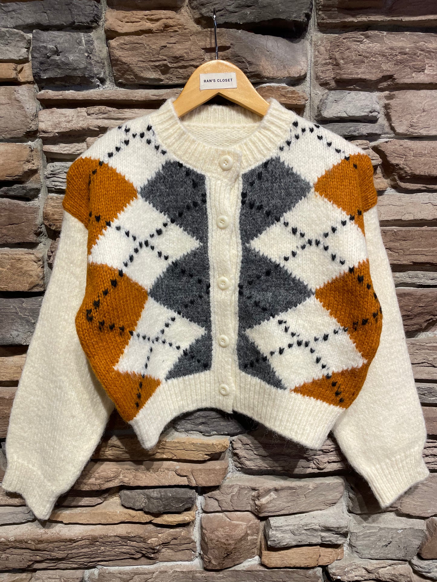 Argyle Crop Cardigan