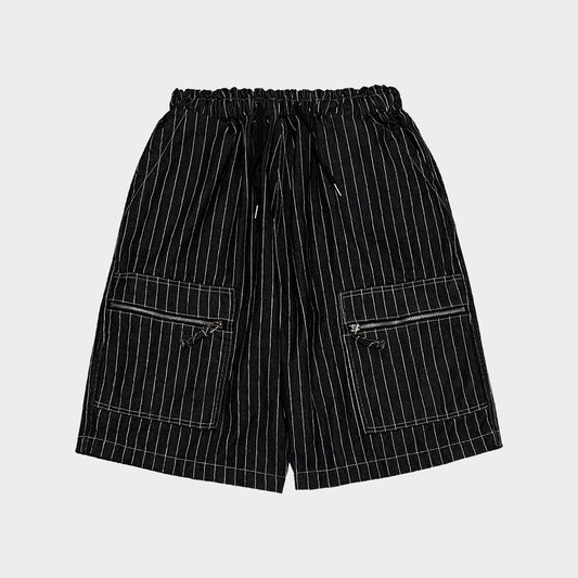 Striped Denim Shorts