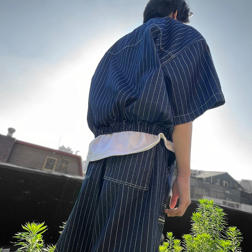 Men's Oversized Striped Denim Summer Set