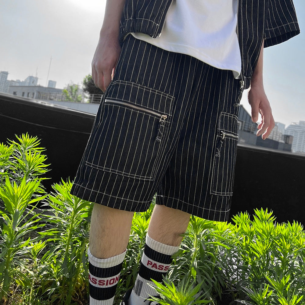 Men's Oversized Striped Denim Summer Set