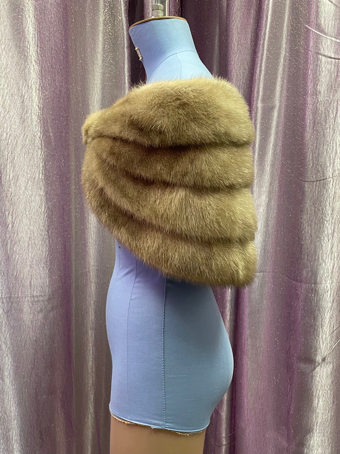 Layered Fur Shawl with Hidden Front Closure