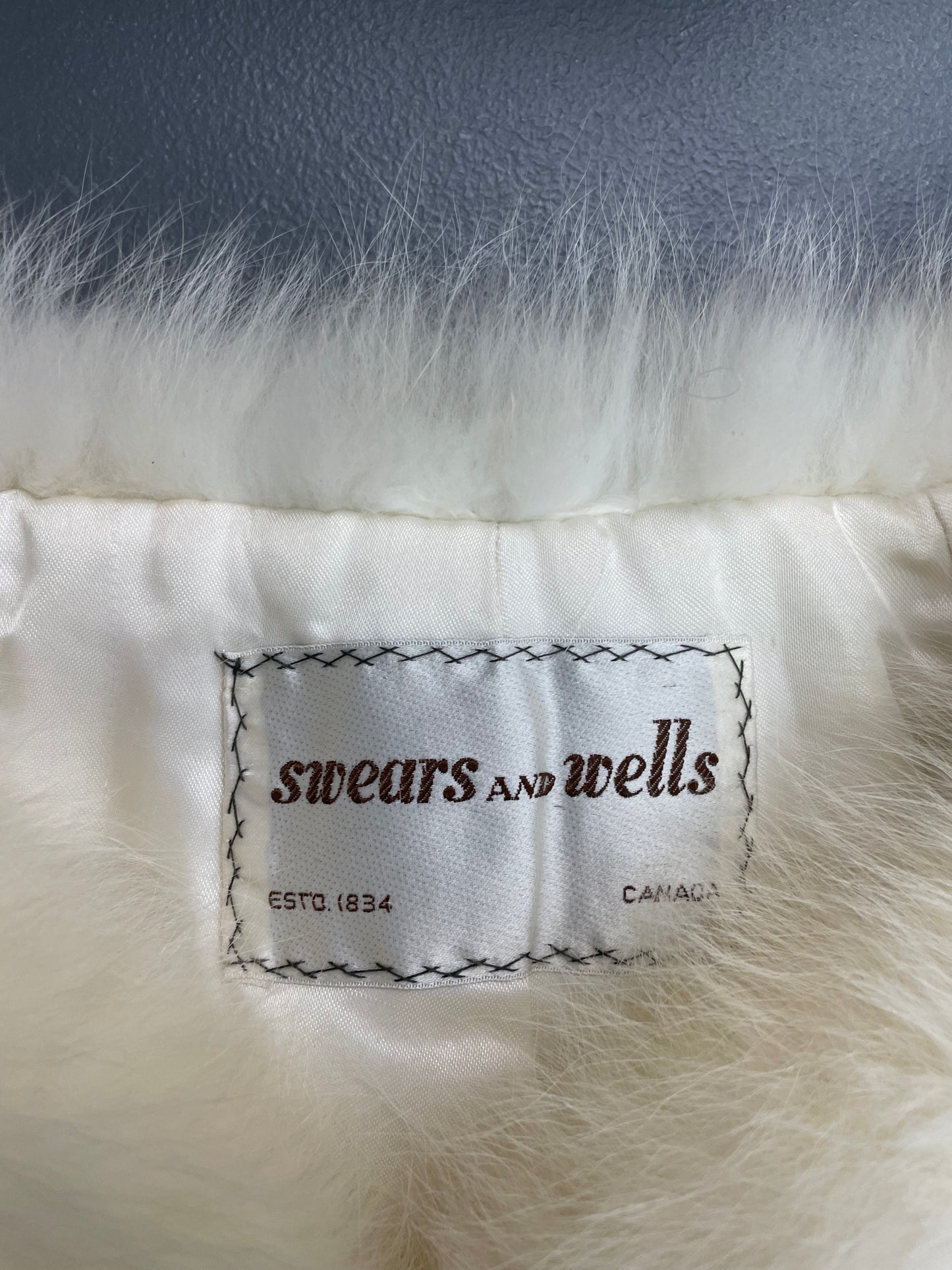 Vintage Swears and Wells White Fur Shawl