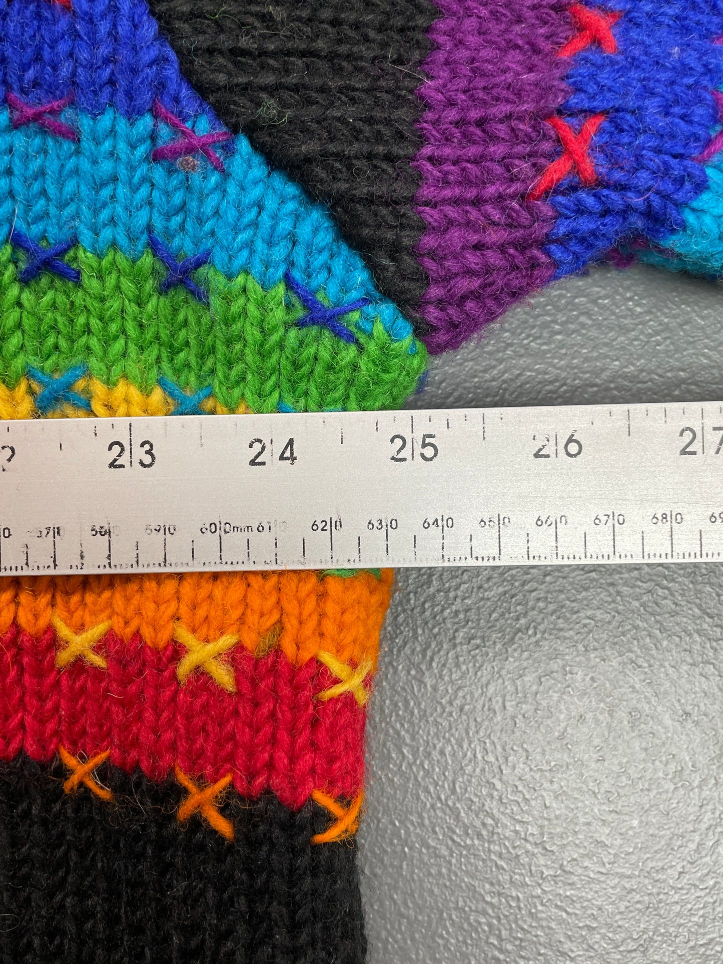 Vintage Rainbow Wool Knit Zip Up Hooded Coat