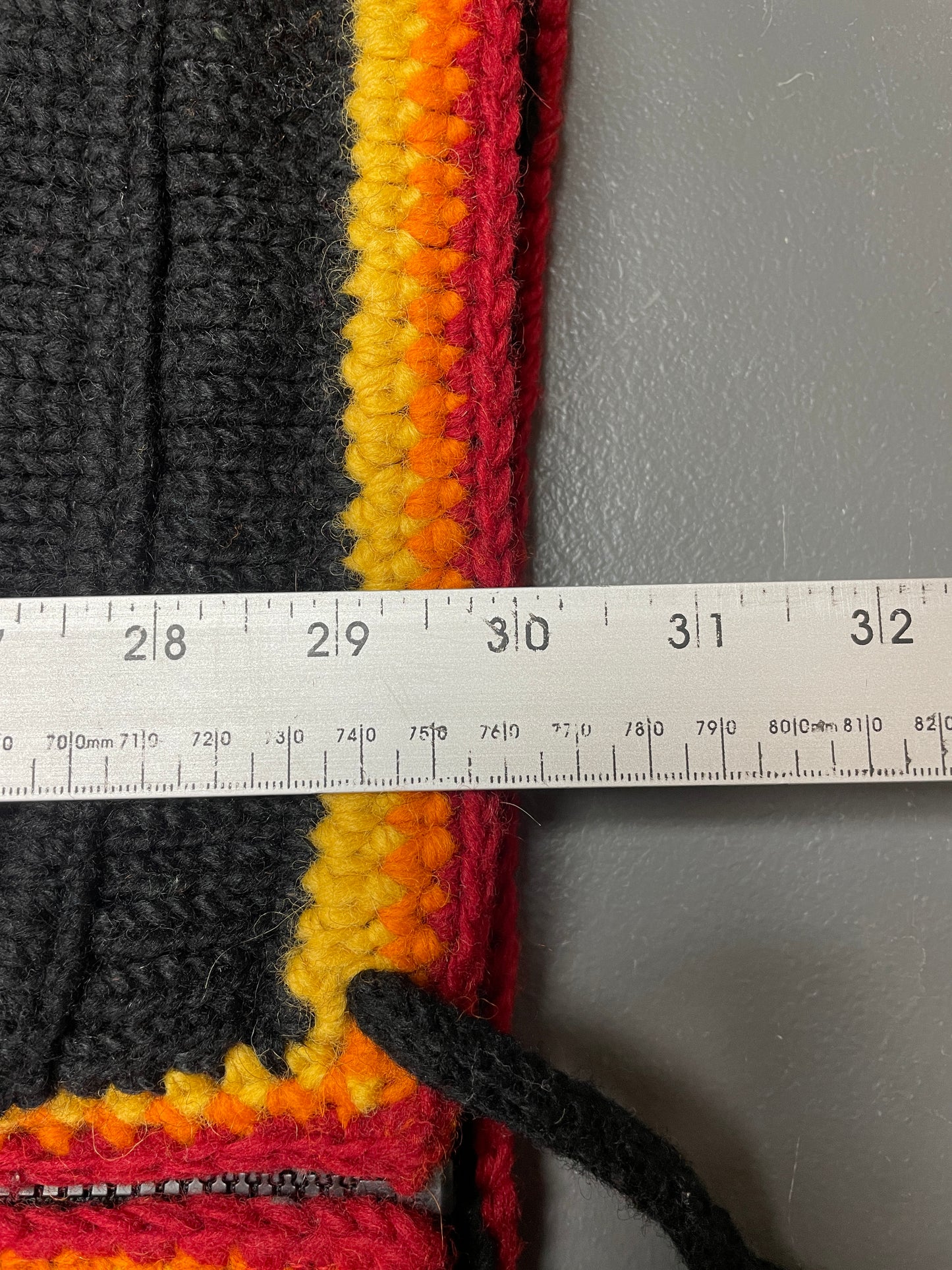 Vintage Rainbow Wool Knit Zip Up Hooded Coat
