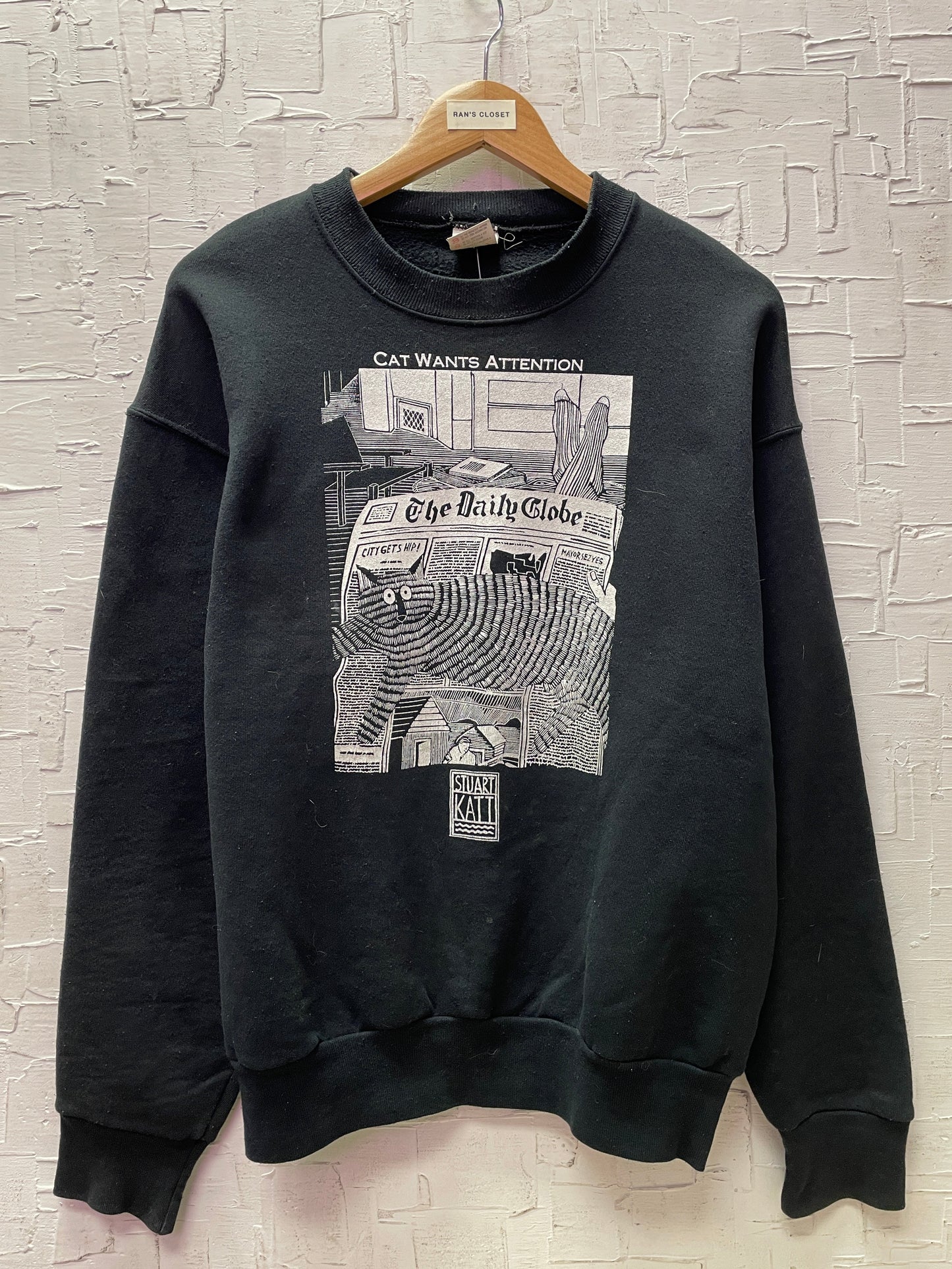 Vintage Stuart Katt "Cat Wants Attention" Sweatshirt