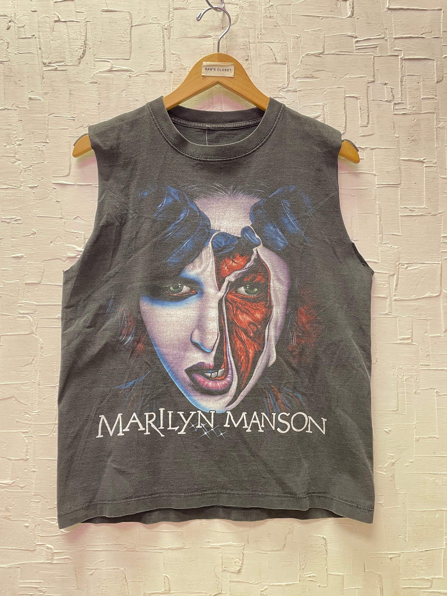 Vintage Marilyn Manson Tank Top with Raw Hem Sleeves