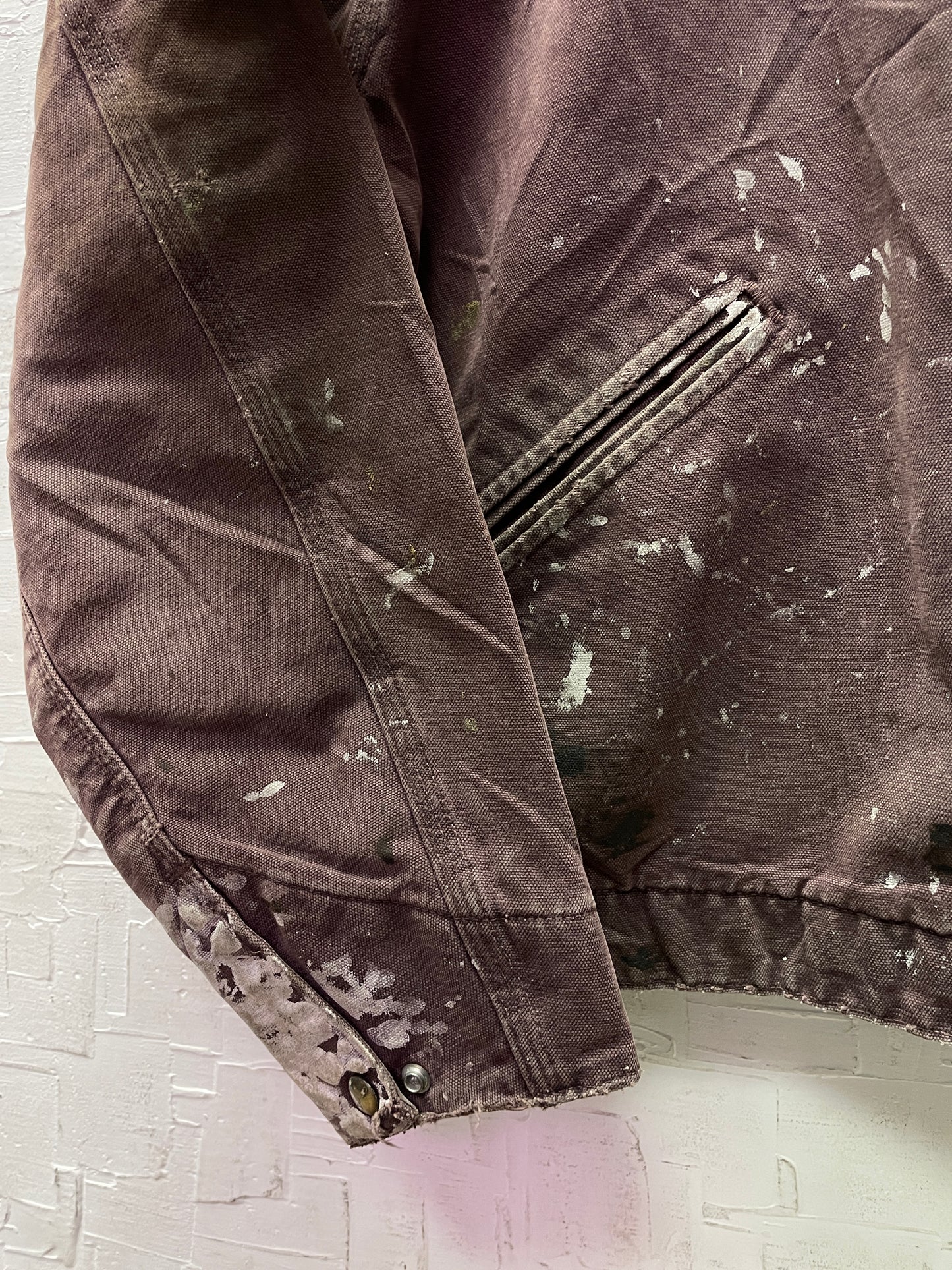 Vintage Distressed Carhartt Blanket Lined Burgundy/Maroon Detroit Jacket