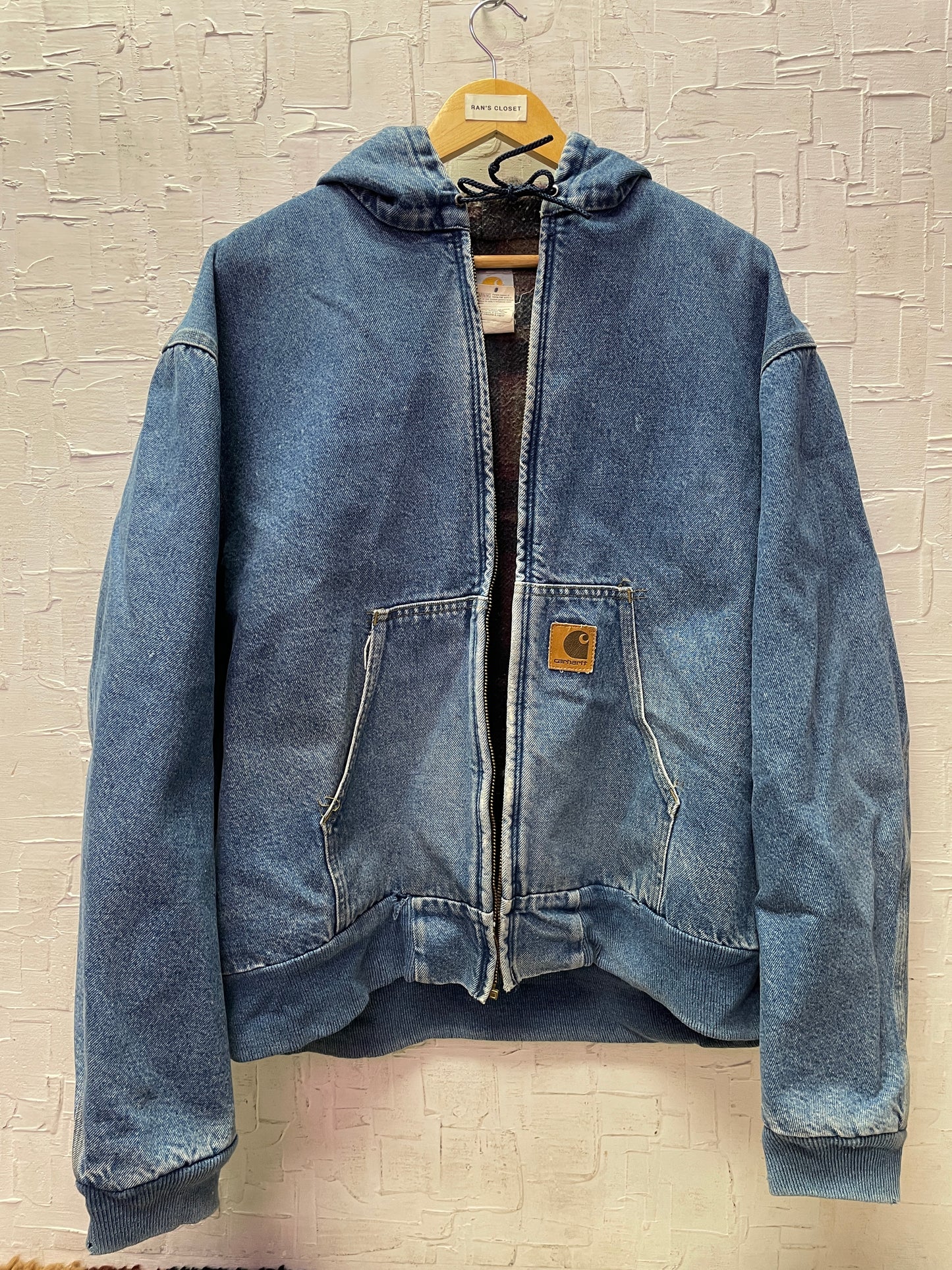 Vintage Carhartt Blanket Lined Hooded Denim Jacket