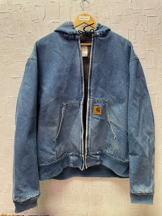 Vintage Carhartt Blanket Lined Hooded Denim Jacket