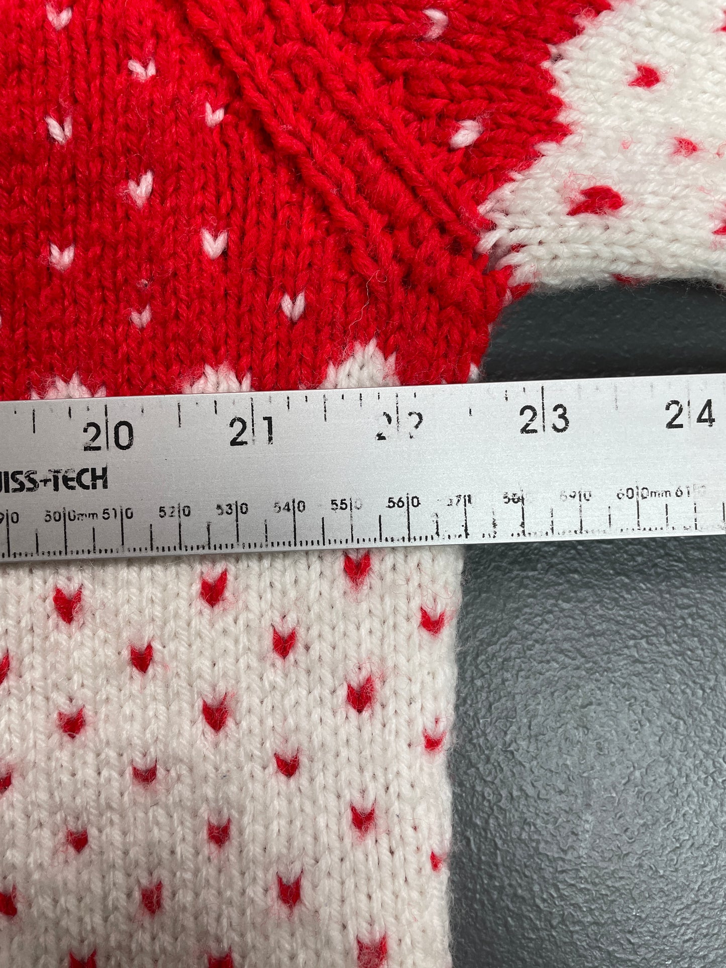 Vintage Red and White Heart Patterned Knit Cardigan
