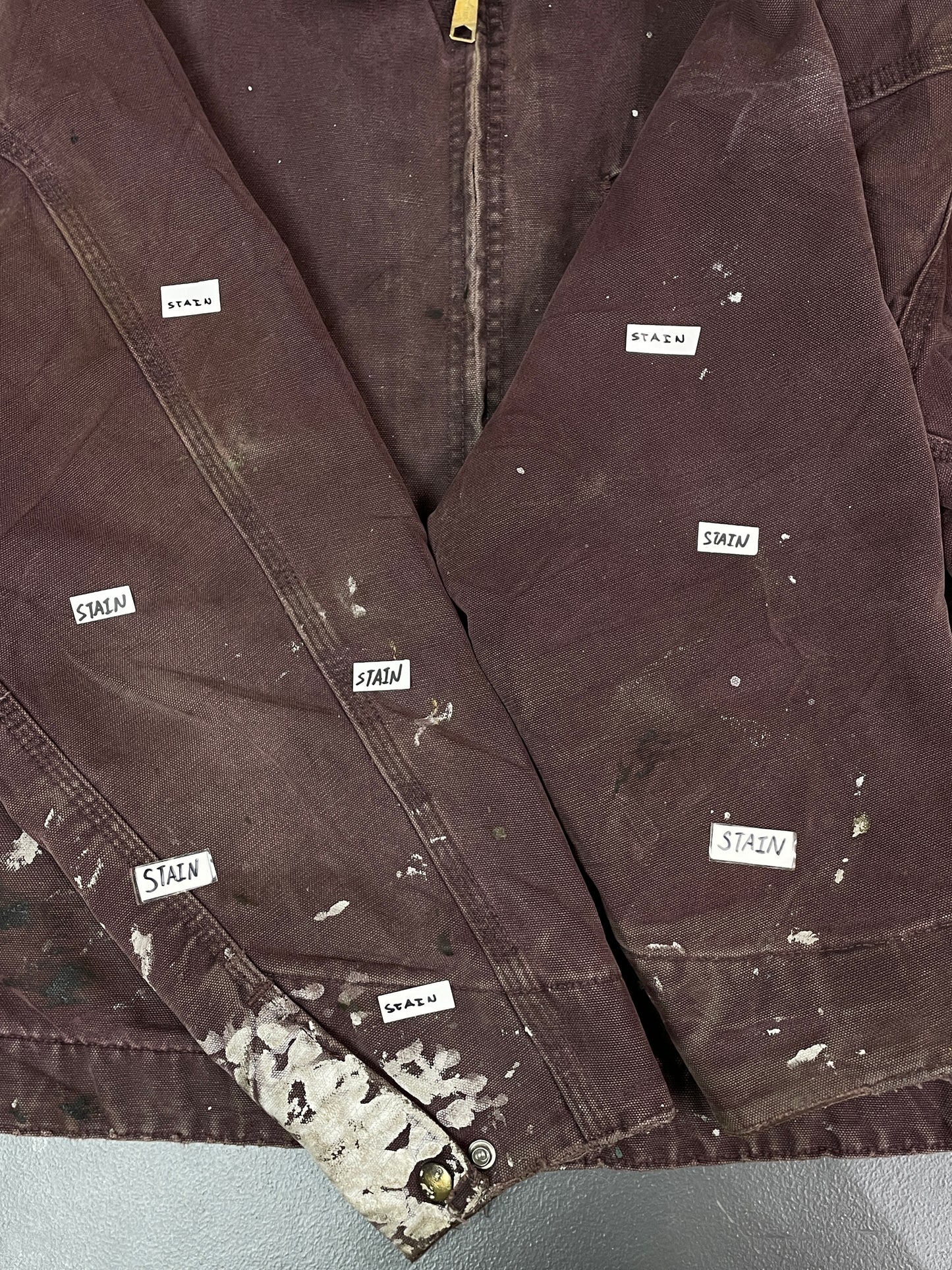 Vintage Distressed Carhartt Blanket Lined Burgundy/Maroon Detroit Jacket