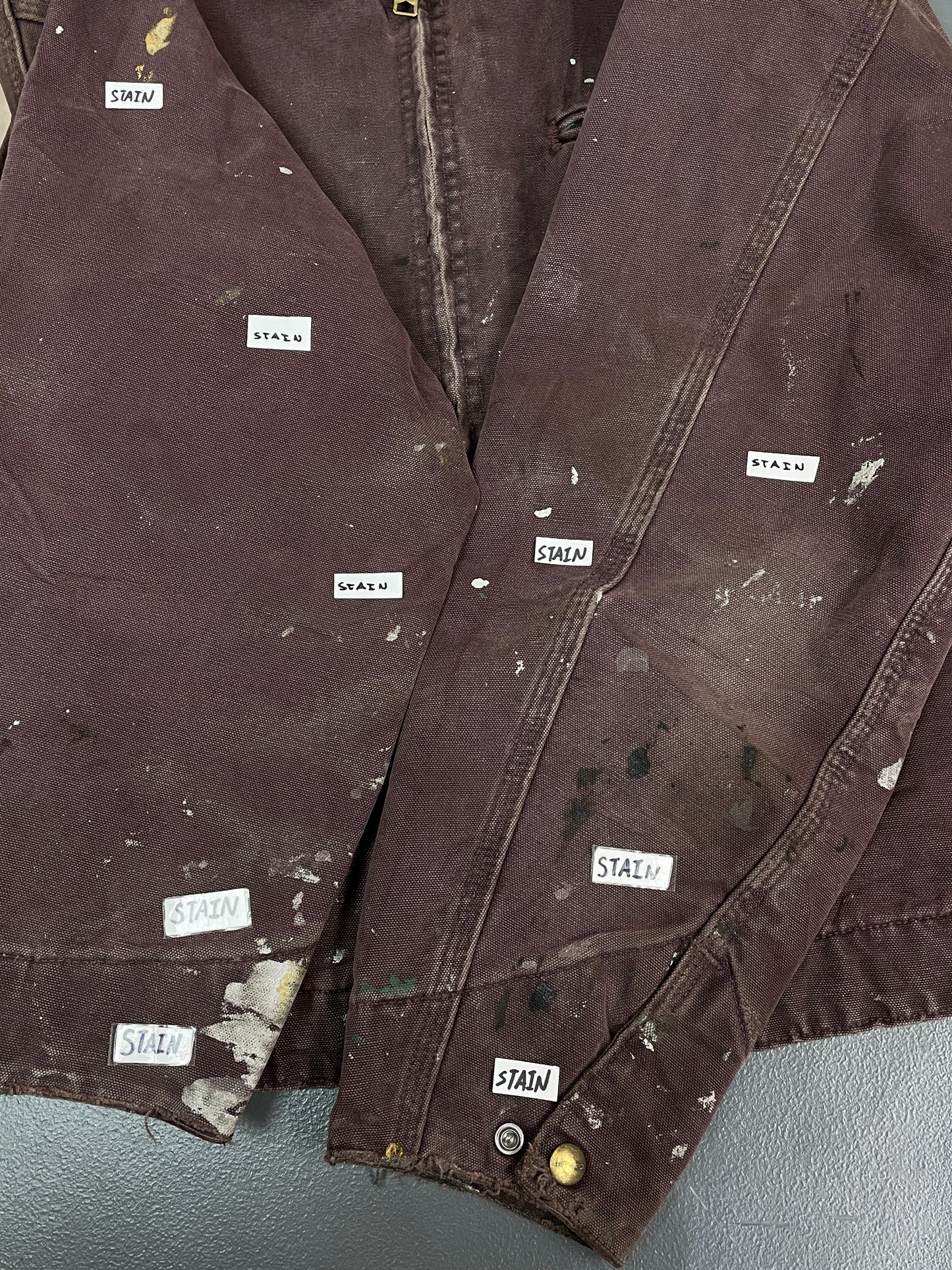 Vintage Distressed Carhartt Blanket Lined Burgundy/Maroon Detroit Jacket