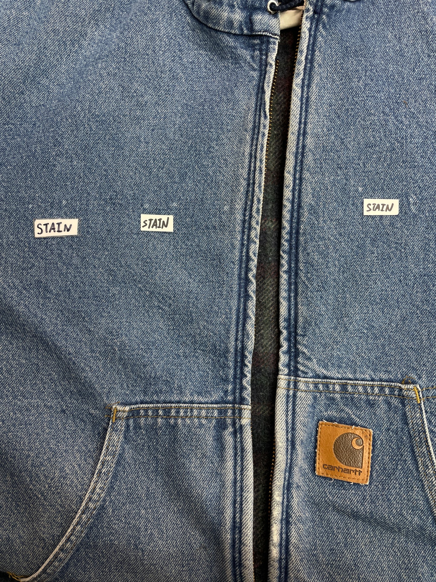 Vintage Carhartt Blanket Lined Hooded Denim Jacket