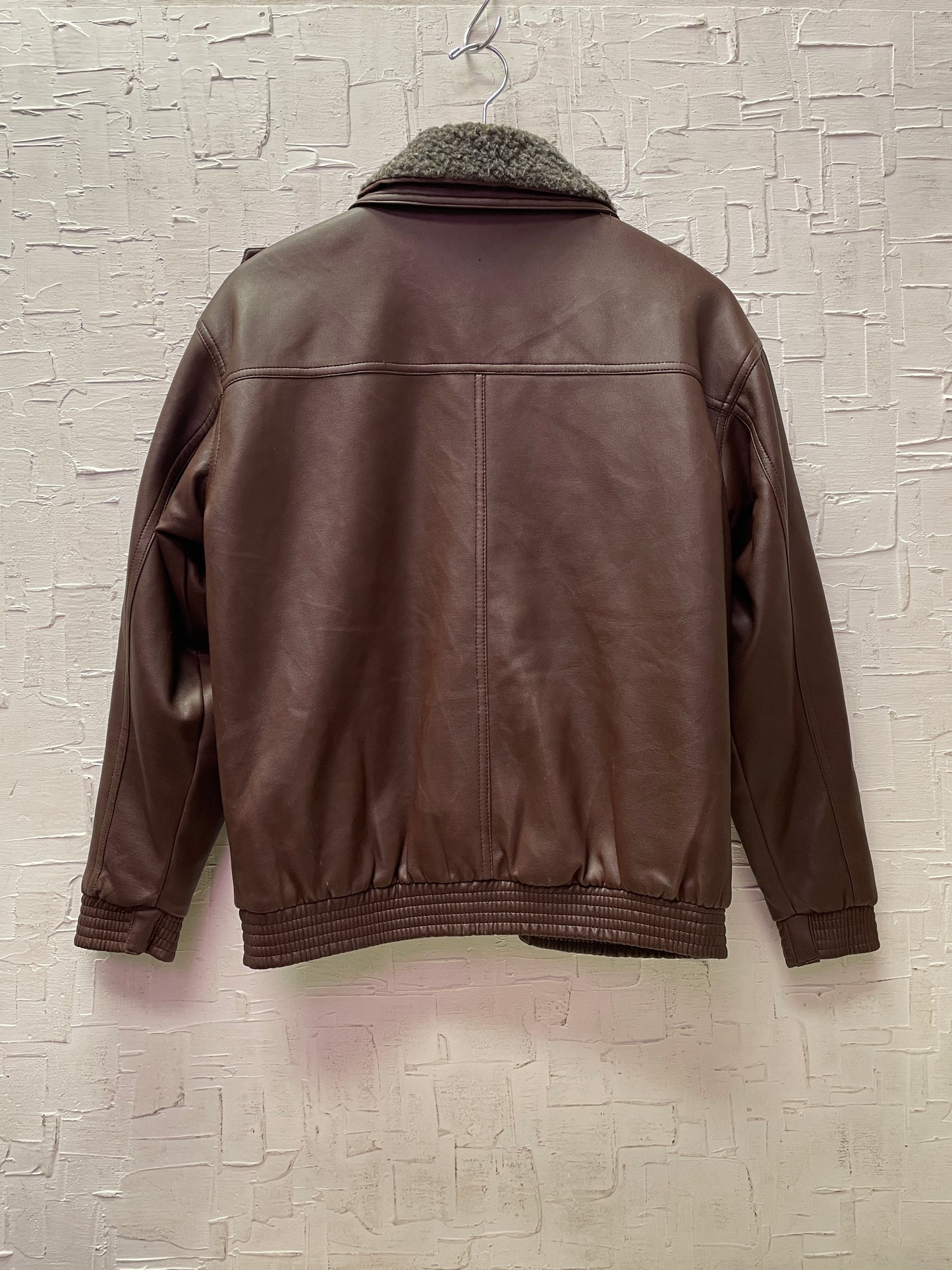 Vintage New Legends Burgundy Faux Leather Bomber Jacket