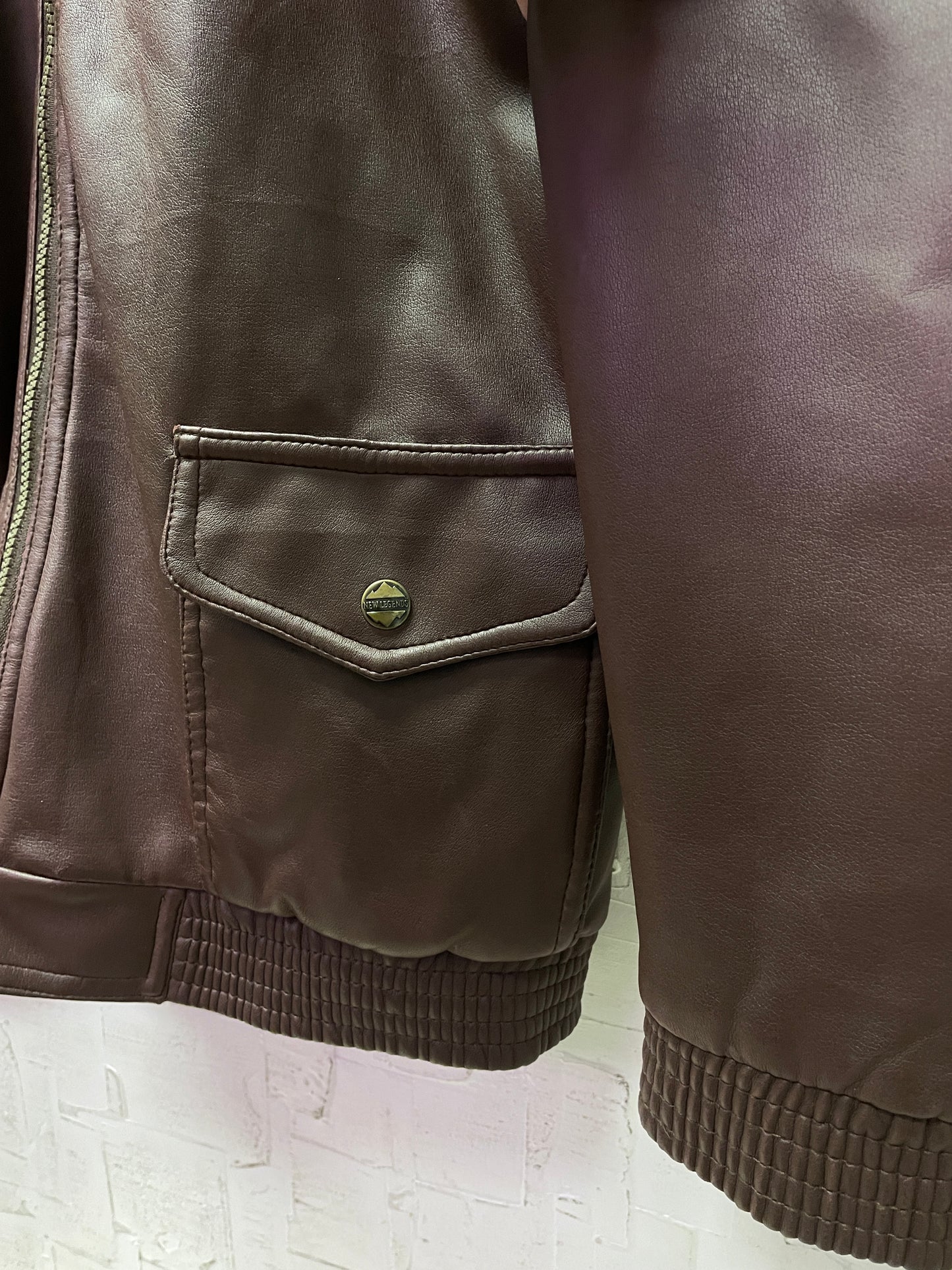 Vintage New Legends Burgundy Faux Leather Bomber Jacket