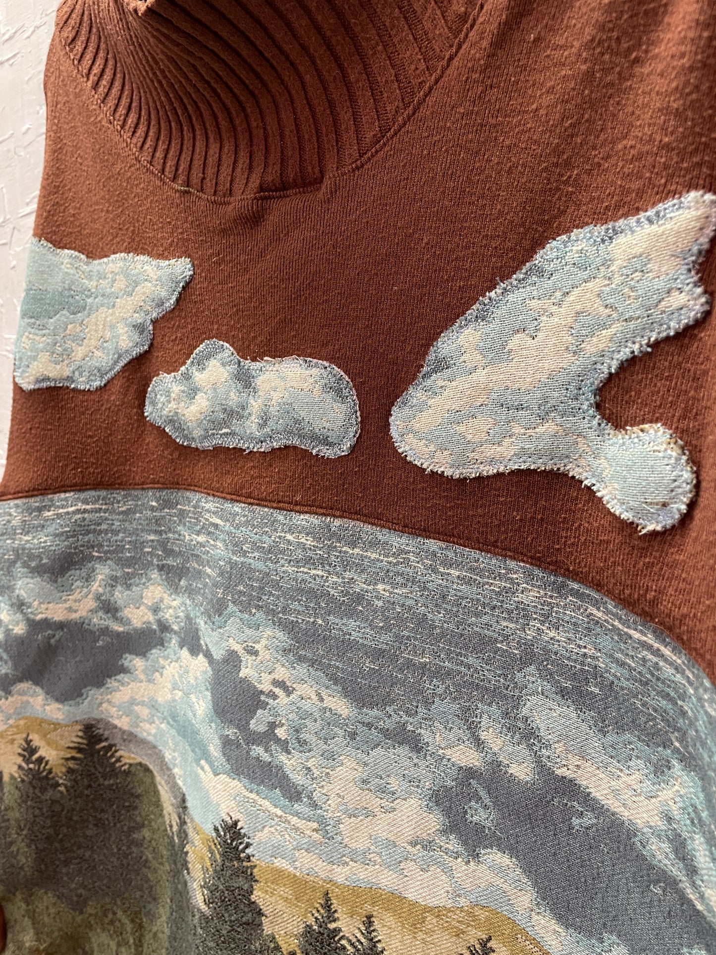 Vintage Wide Neck Tapestry Graphic Sweater