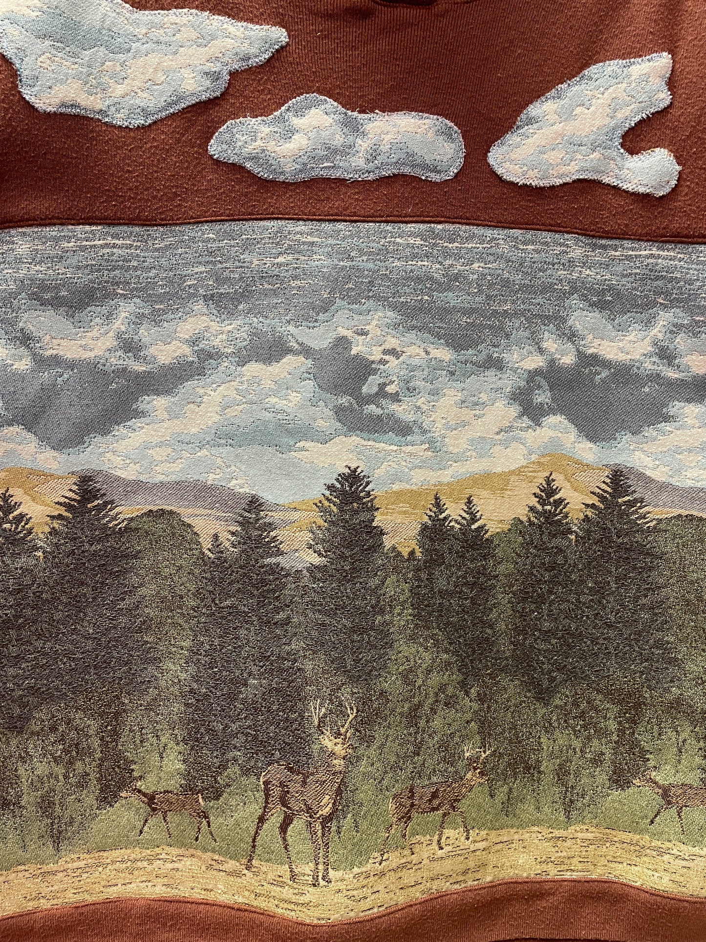 Vintage Wide Neck Tapestry Graphic Sweater