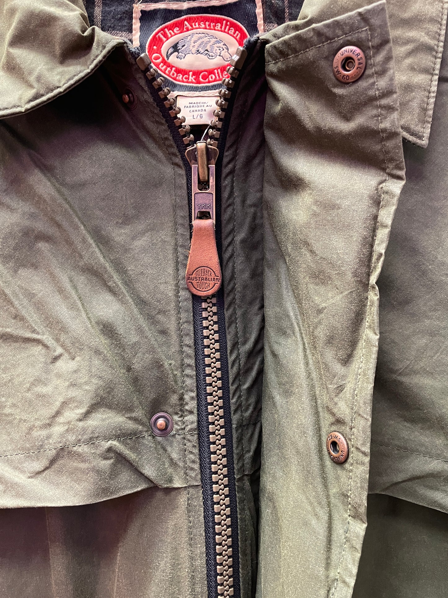Vintage The Australian Outback Collection Green Cotton Oilskin Jacket