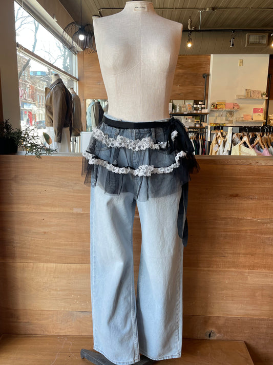 Lace Trim Layering Skirt