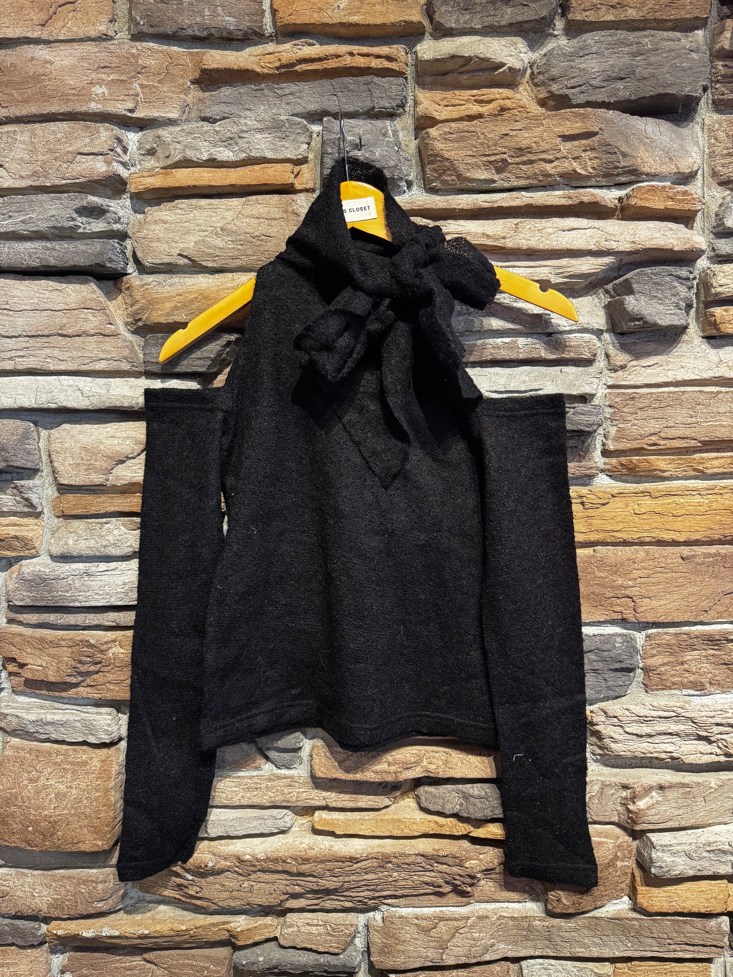 Cut out Shoulder Top with Neck Tie