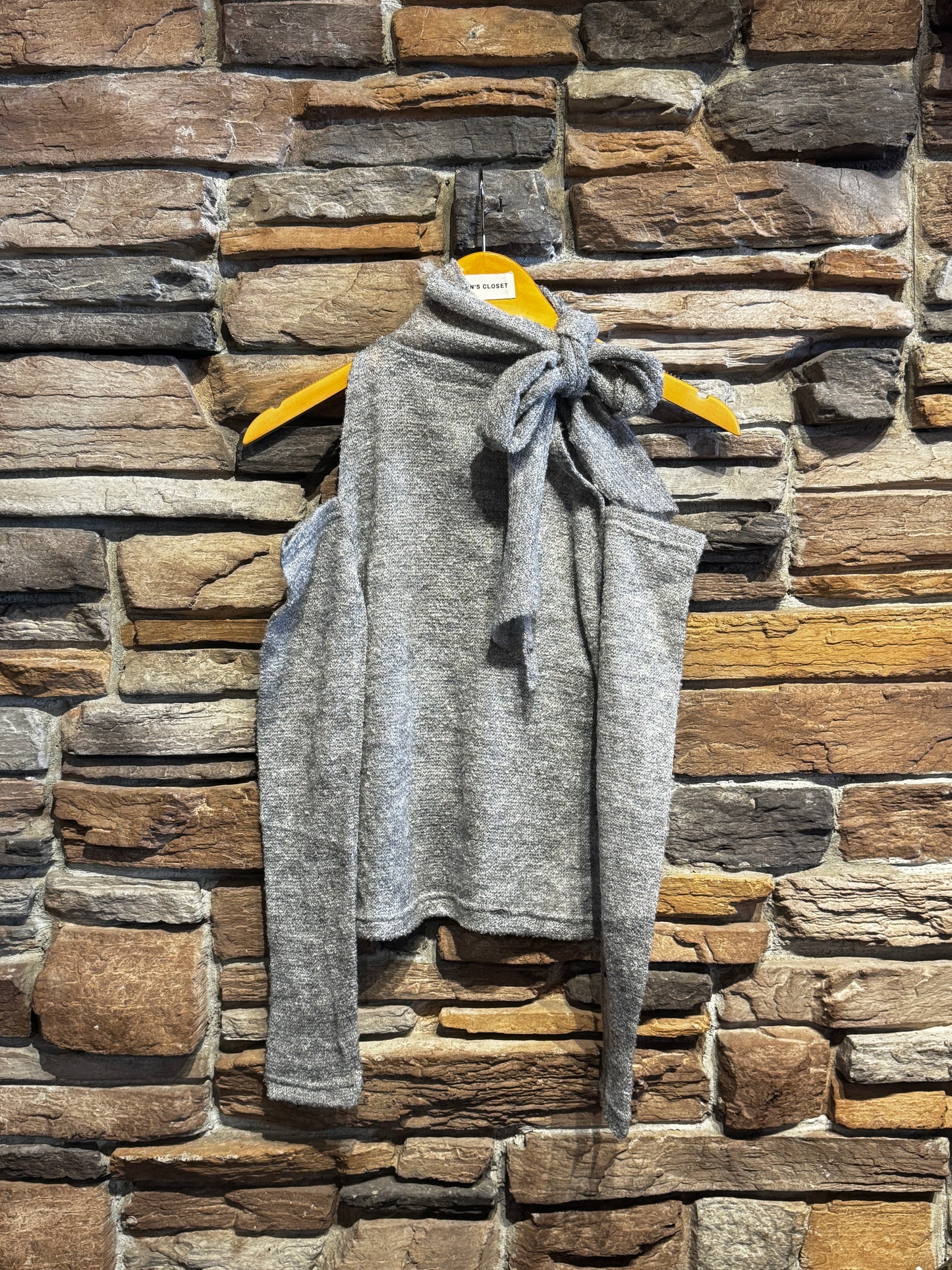 Cut out Shoulder Top with Neck Tie