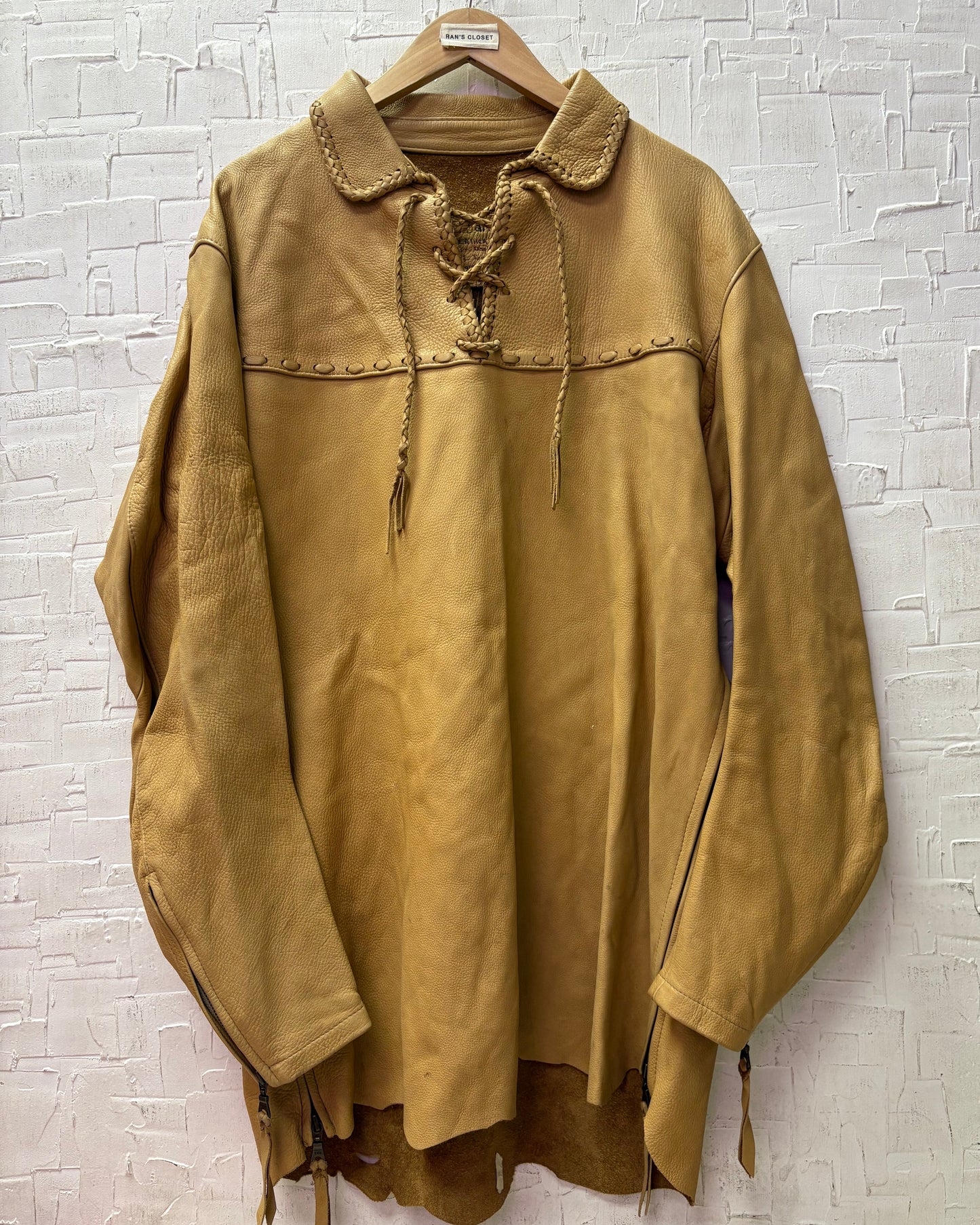 Vintage Leather Smock with Zipper Details