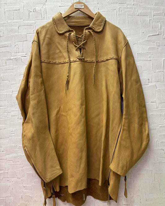 Vintage Leather Smock with Zipper Details