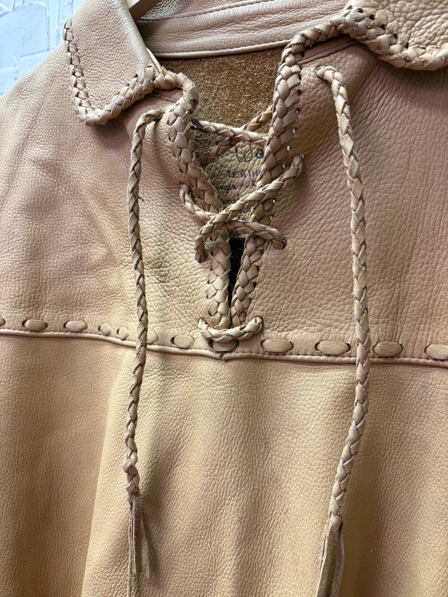 Vintage Leather Smock with Zipper Details