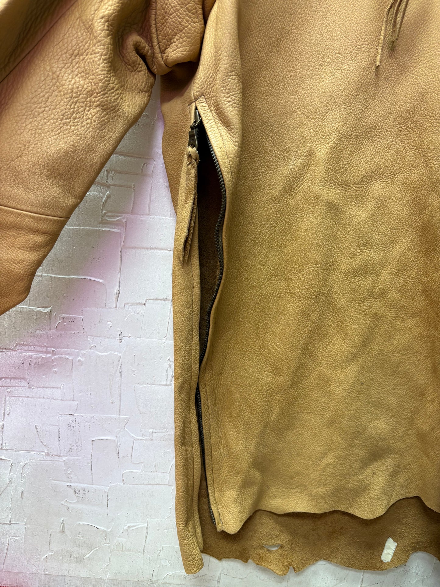 Vintage Leather Smock with Zipper Details