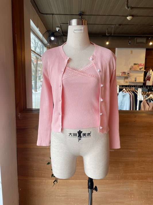 Sweetheart Tank Top and Cardigan Set