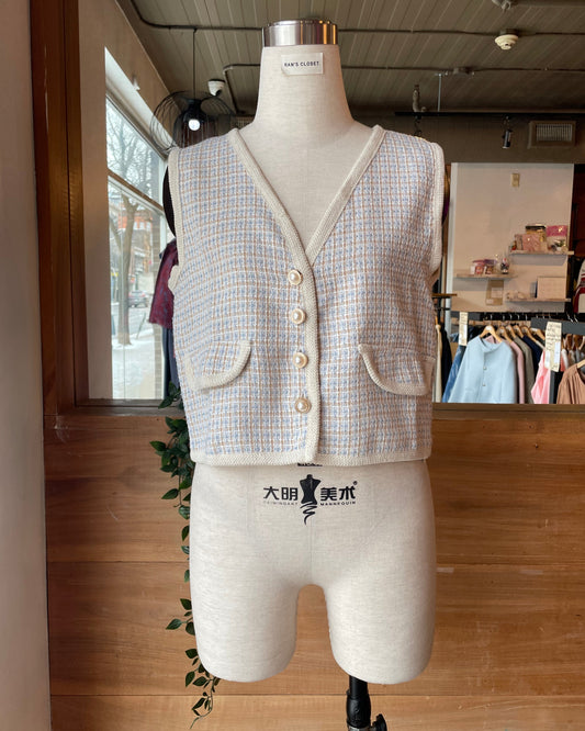 Cropped Vest with Decorative Buttons