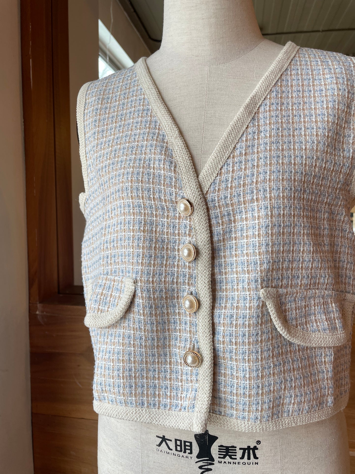 Cropped Vest with Decorative Buttons