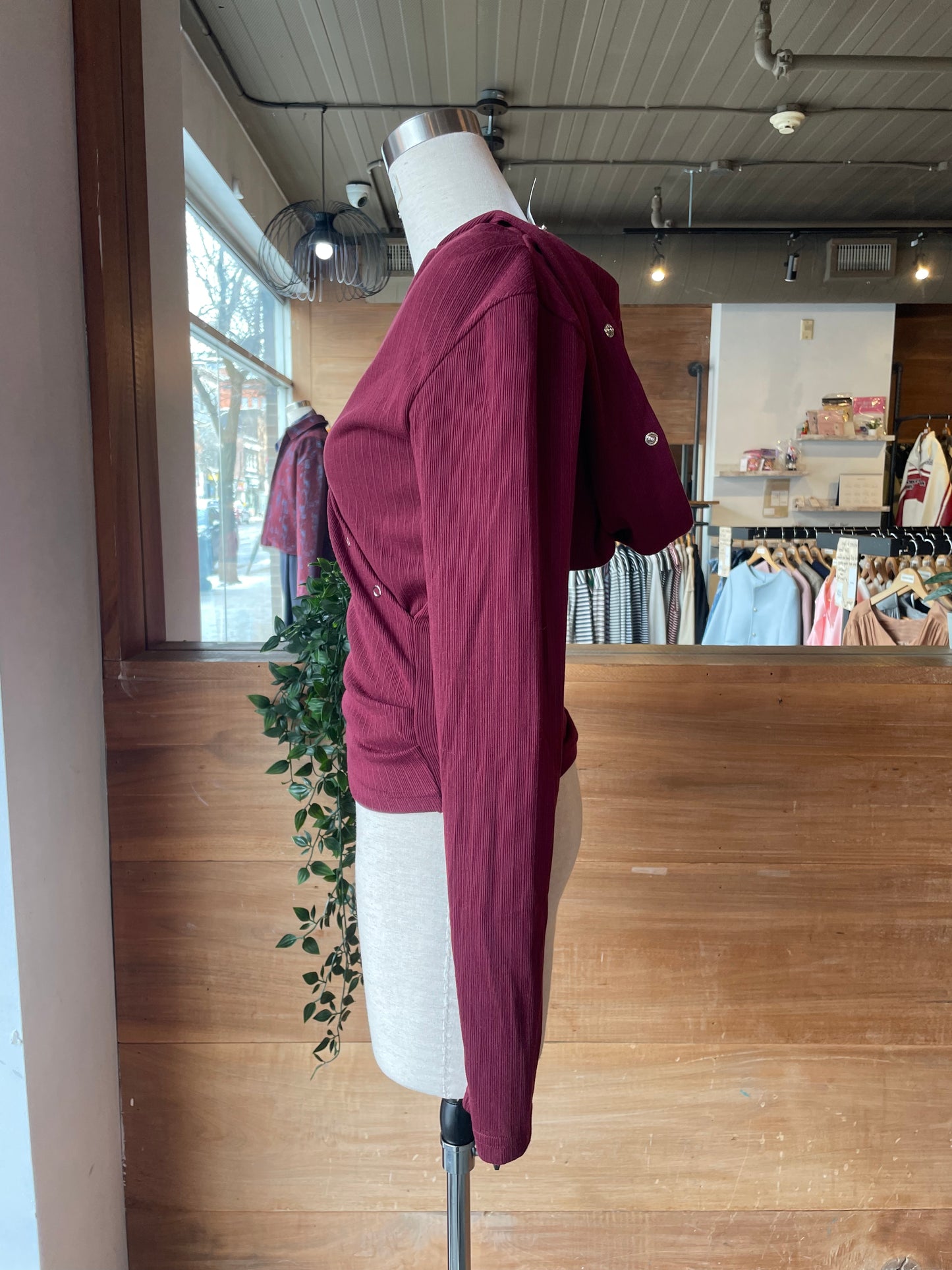Snap Detail Hooded Top