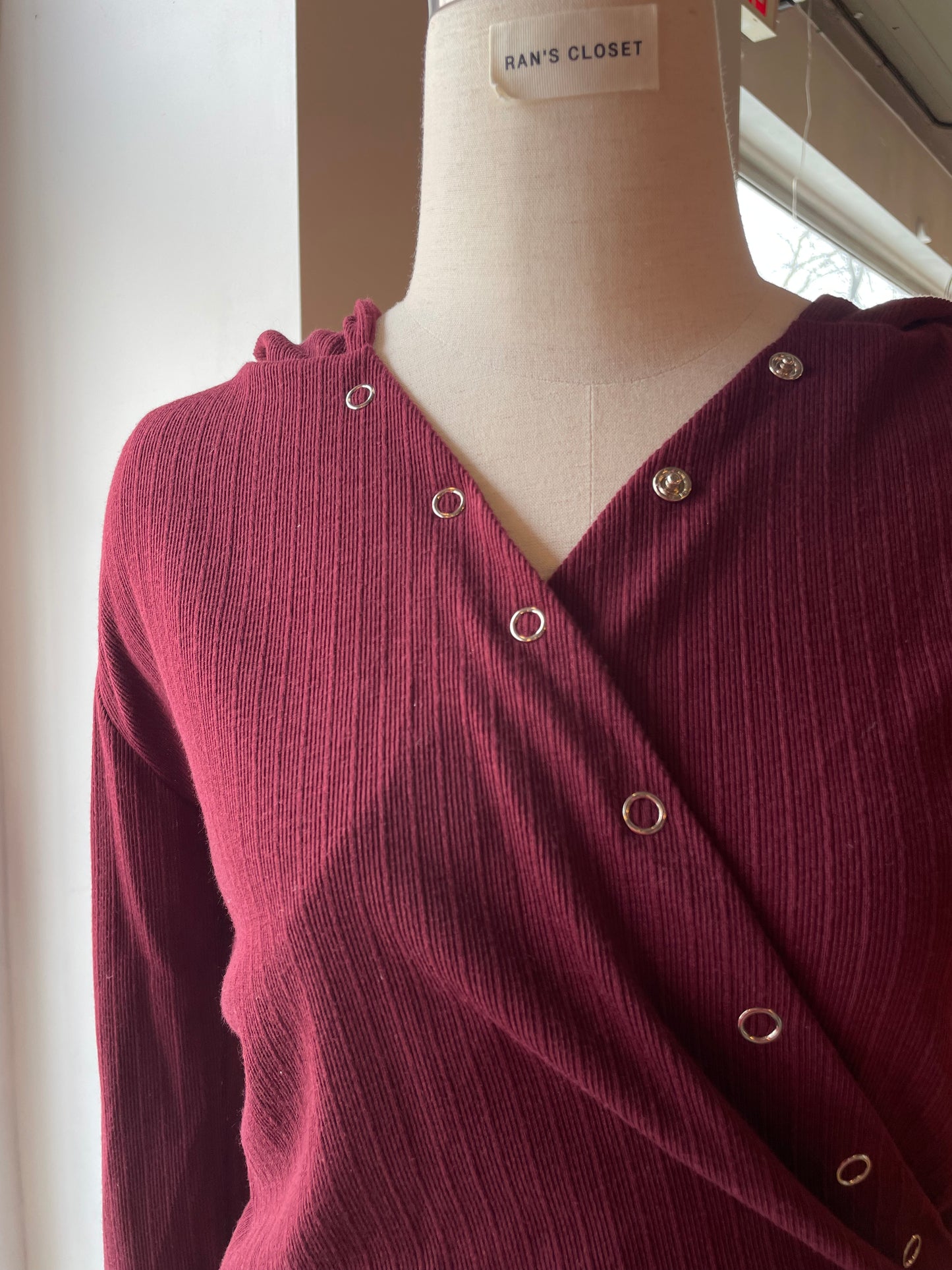 Snap Detail Hooded Top