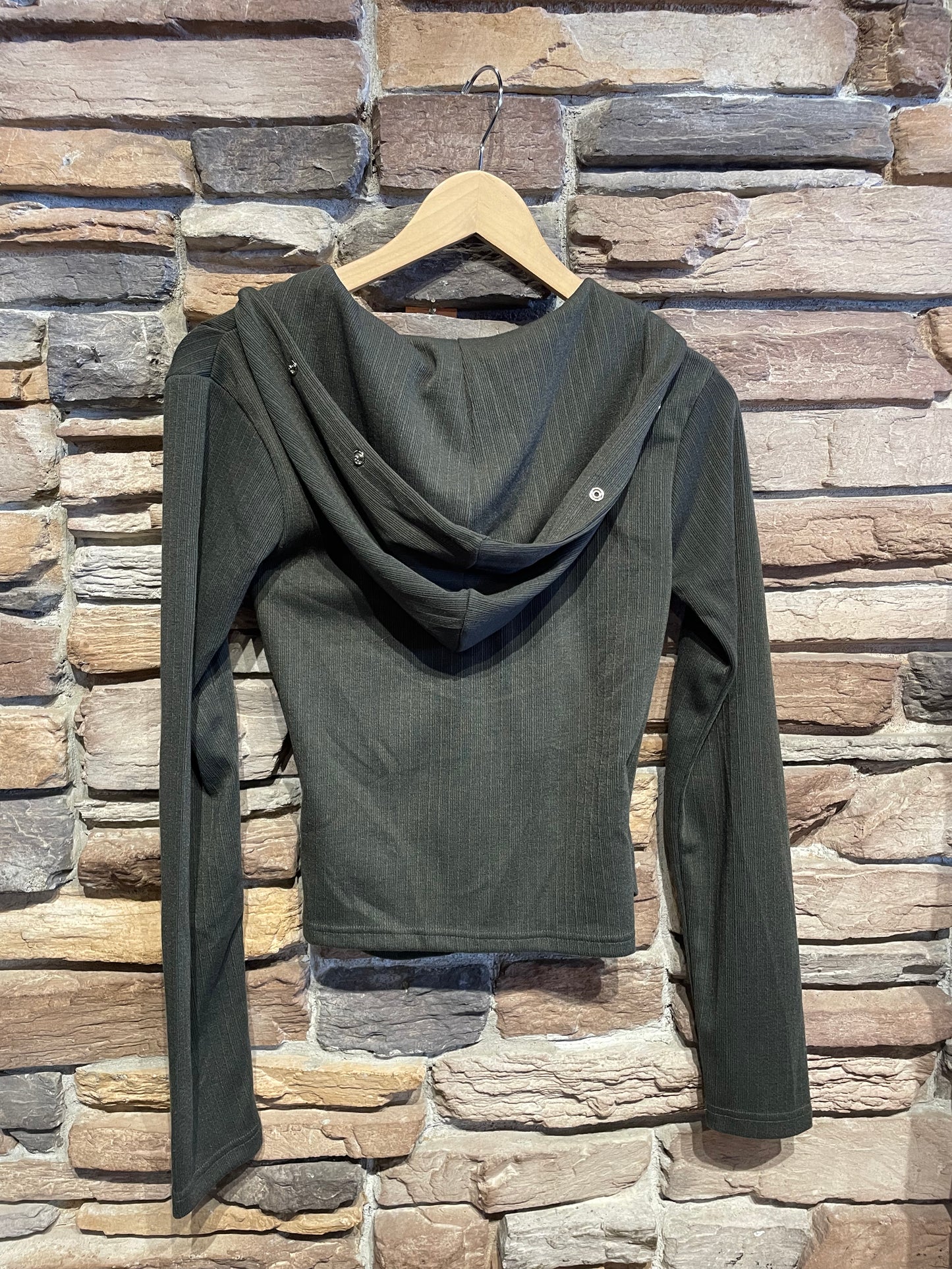 Snap Detail Hooded Top