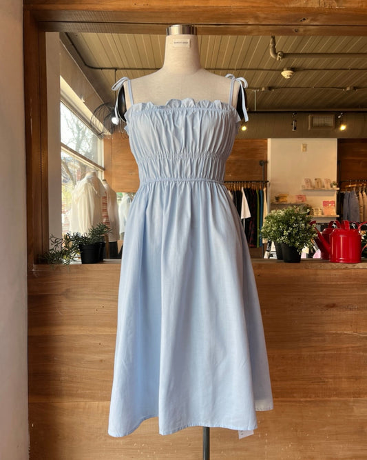 Midi Cotton Shirring Dress