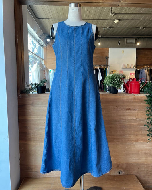 Maxi Denim High Neck Dress
