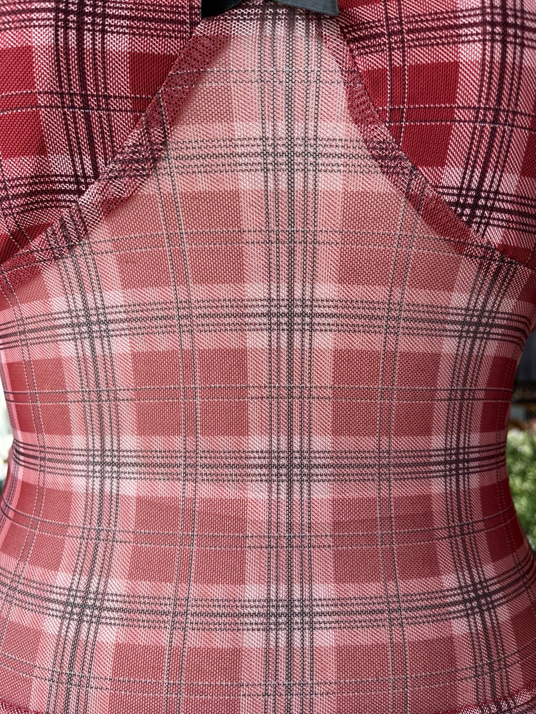 Plaid Mesh Bustier Tank Top