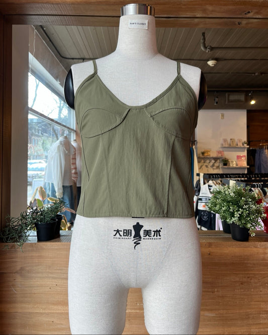 Green Open Back Tank Top