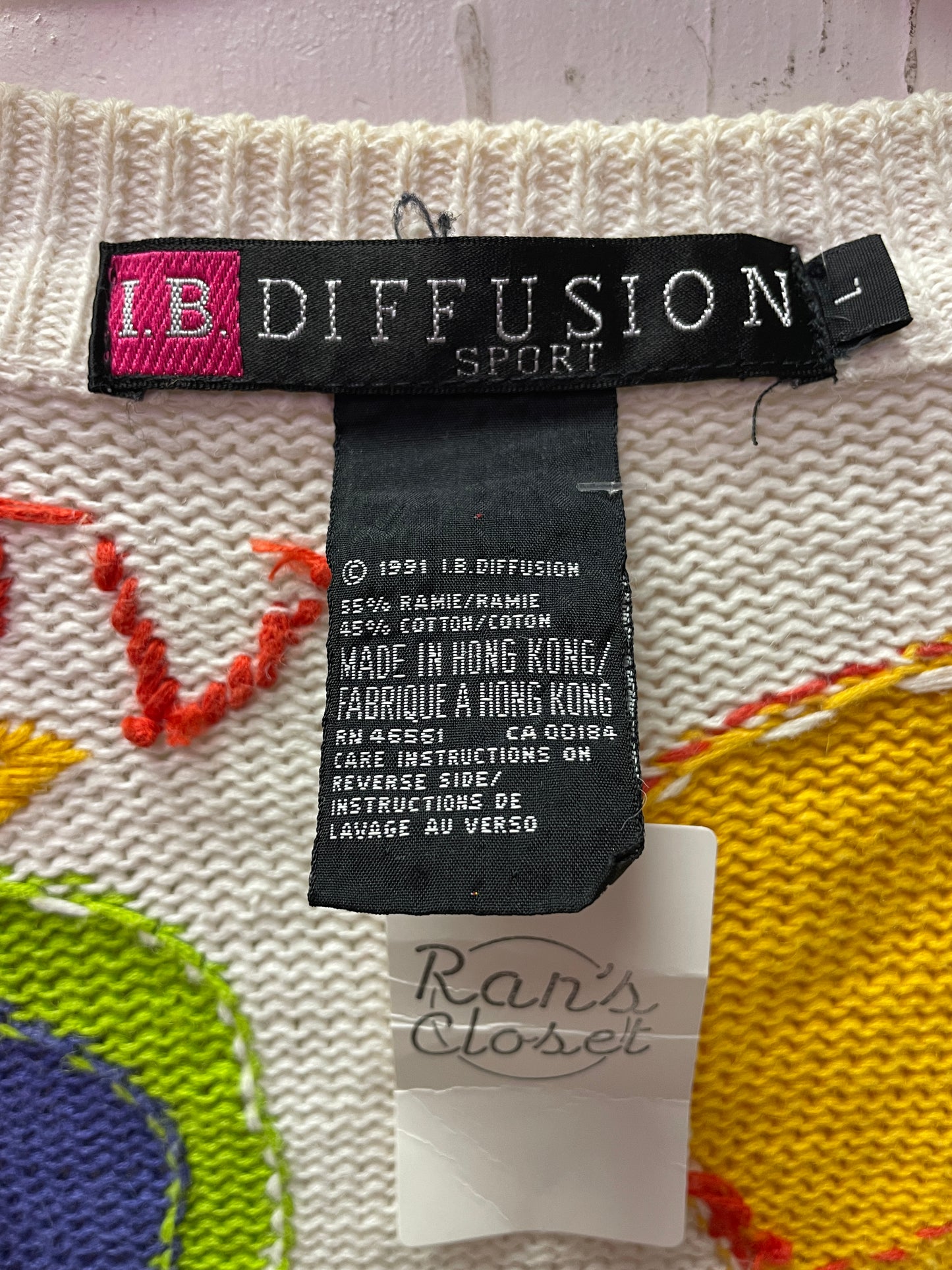 Vintage 1991 I.B. Diffusion Sport Italia Applique Cardigan