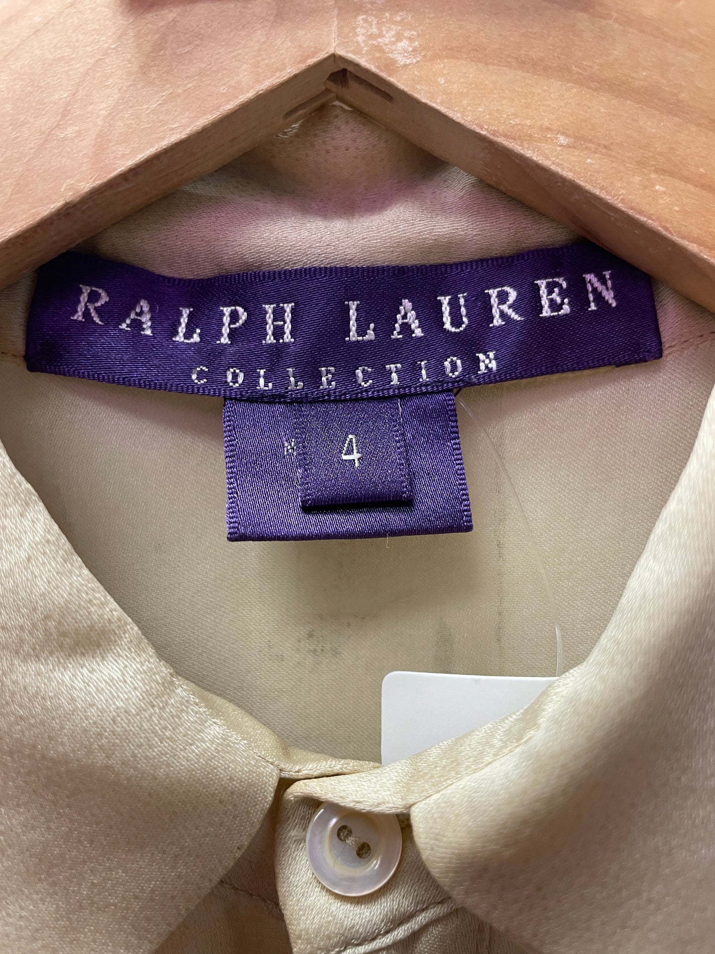 Vintage 2003 Ralph Lauren Collection Purple Label Silk Blouse with Beaded Floral Details