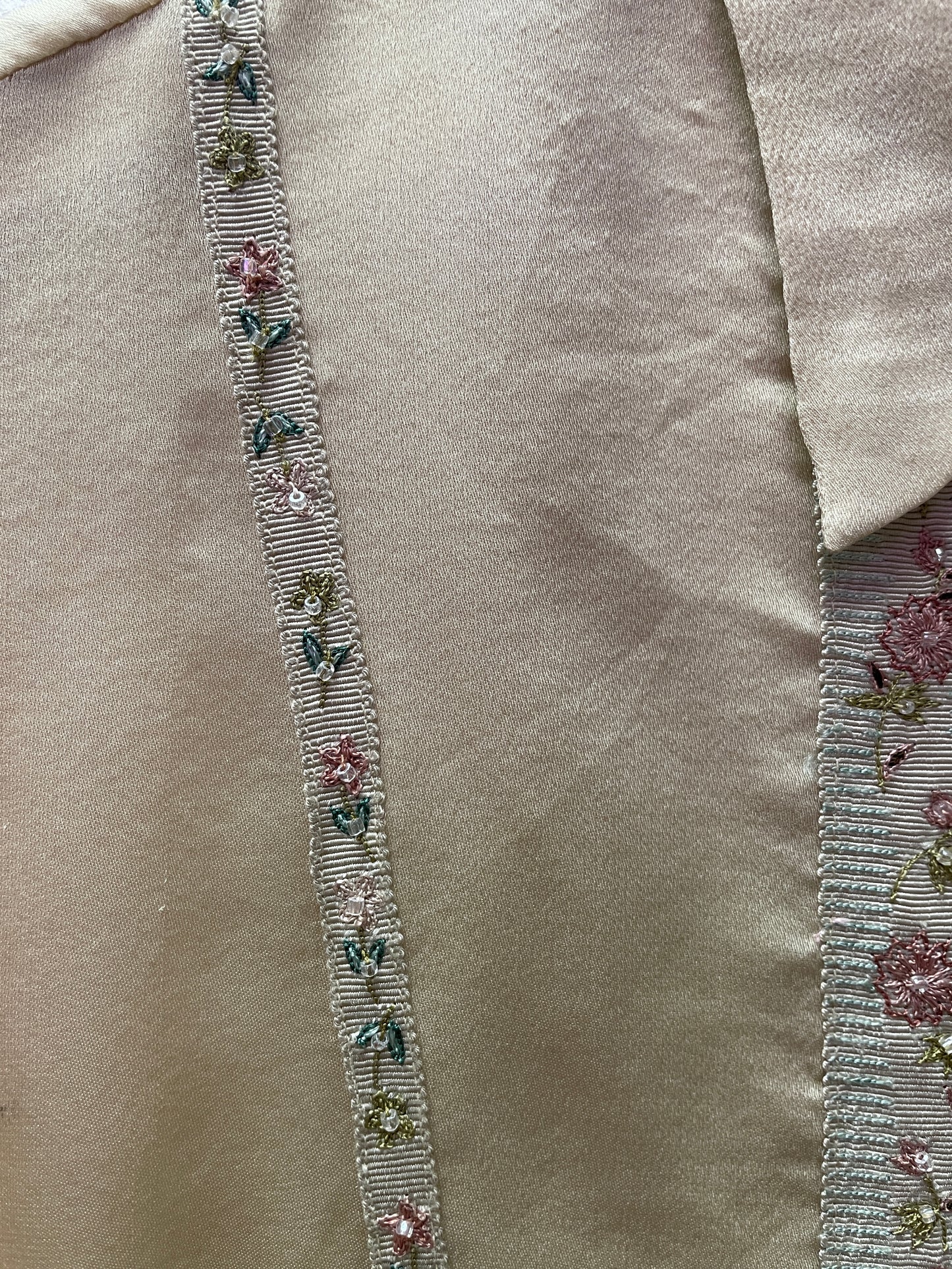 Vintage 2003 Ralph Lauren Collection Purple Label Silk Blouse with Beaded Floral Details